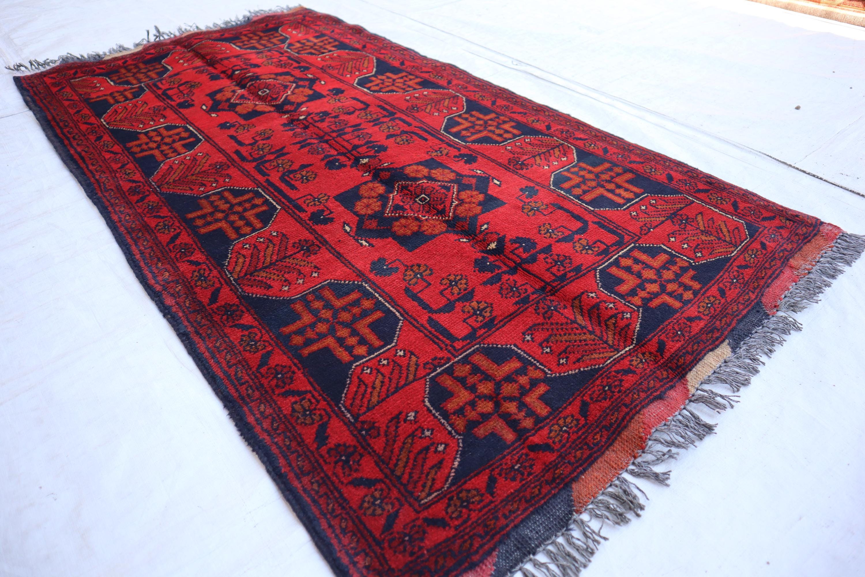Hand-Knotted Bukharayi Rug – Peach 59” x 40” | Traditional Afghan Wool Rug
