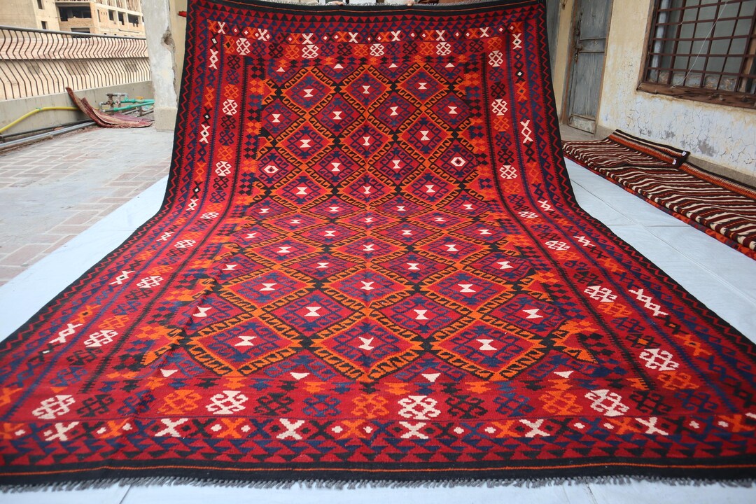 Fatimid Rug Antique Faded Rug 8'0x11'4 Afghan Ghalmori Kilim Area Rug Vintage ...