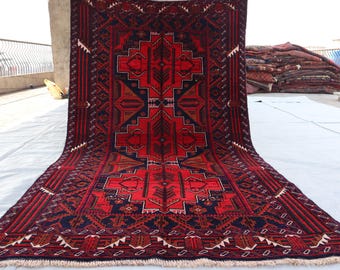 Antique Faded Baluchi Rug 4&#39;1x6&#39;8 ft Turkmen Tekke Rug, Afghan Rug, Handmade Wool Rug Oriental Vintage Turkish Rug, Bedroom Decorative Rug