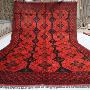 6&#39;4x10&#39;0 ft Afghan Handmade Bukhara Oriental Area Rug Afghan Khal Mohammedi Rug, Luxury High Pile Soft Wool Rug, Livingroom office Decor Rug