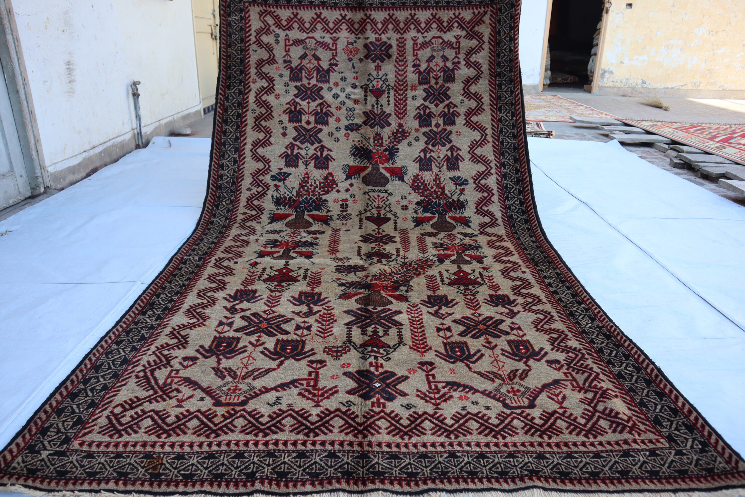 ラグ・カーペット Afghan baluch taimani rug Tribal Rug Taimani from Afghanistan Small B ｜トライバルラグ