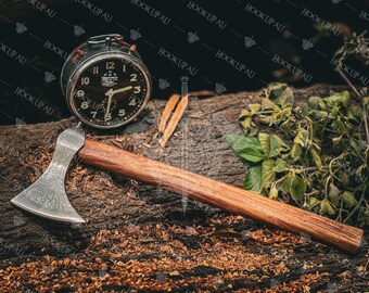 Custom Ragnar Viking Axe, Personalized Viking Axe, Viking Axe, Rose Wood Shaft, Bearded Camping Axe, Leviathan Axe, Axe, Christmas Gift, USA