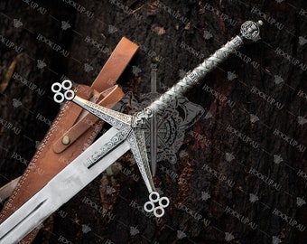 Espada Claymore escocesa hecha a mano J2 acero Highland Claymore Espadas medievales negras Espada personalizada Padrinos de boda Regalos de Navidad para EE. UU.