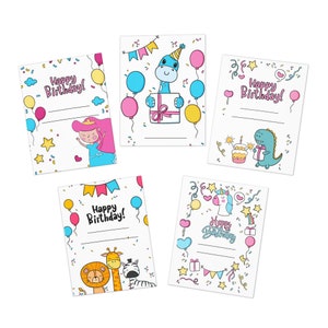 6er Pack Bündel | Multi-Design Grußkarten | Geburtstagskarte für Kinder | Geburtstagskarte niedlich SVG