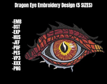 Dragon Eye Embroidery Design, Fantasy Machine Embroidery (5 Sizes) (Instant Download)
