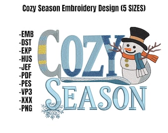 Snowman Embroidery Design, Cozy Season Winter Motif (5 Sizes) (Digital Download)