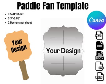 Paddle Fan Template, Canva, PSD, PNG and SVG, Microsoft word Doc Formats, 8.5x11" sheet, Printable, Instant Download