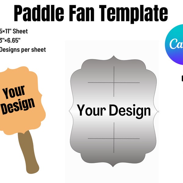 Paddle Fan Template, Canva, PSD, PNG and SVG, Microsoft word Doc Formats, 8.5x11" sheet, Printable, Instant Download