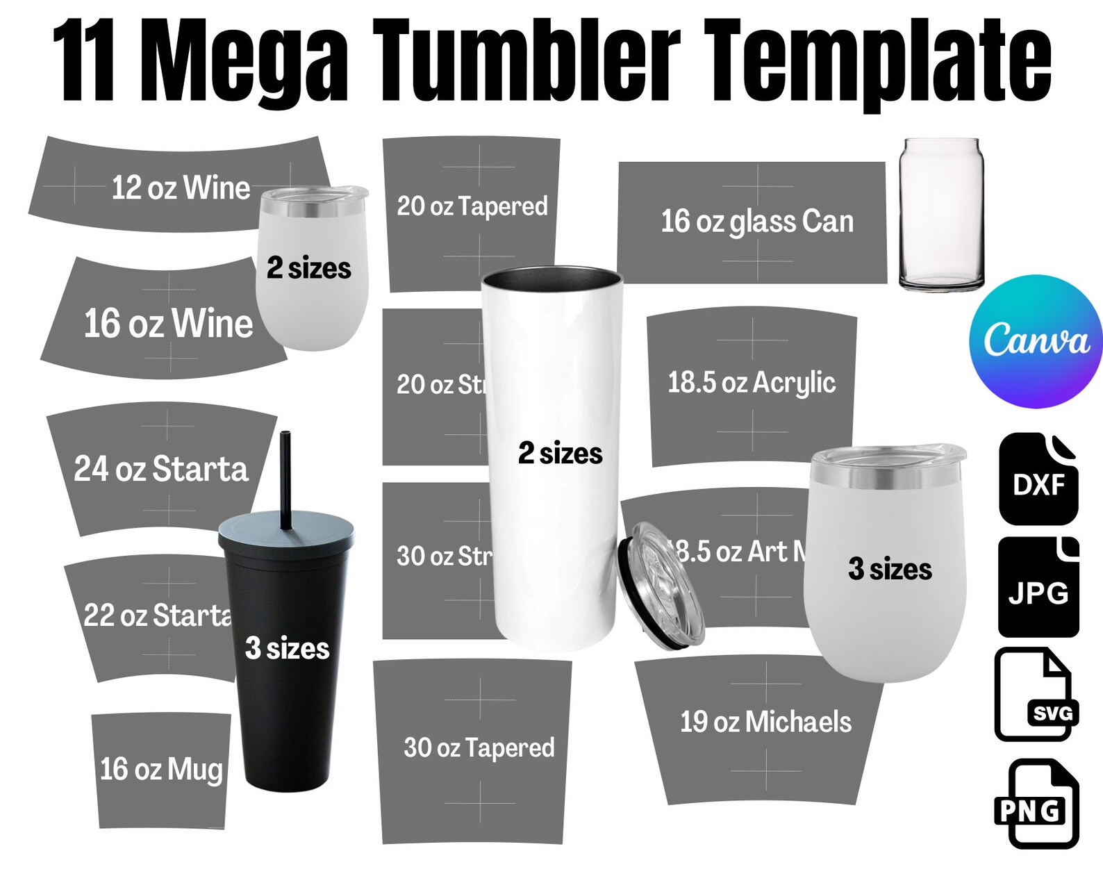 Tumbler Templates SVG Bundle, Tumbler Template SVG, Tumbler Wrap ...