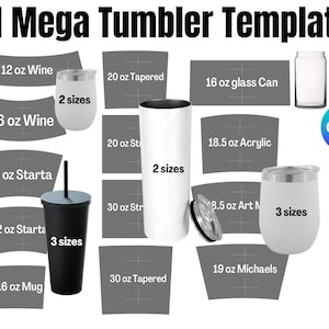 Tumbler Templates SVG Bundle, Tumbler Template SVG, Tumbler Wrap, Tumbler Sublimation, Tumbler Template Cut File Svg Png Dxf, Skinny Tumbler