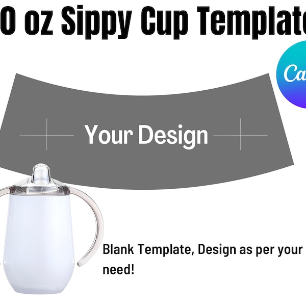 10oz Sippy Cup Template, Sippy Cup Sublimation SVG, Sippy Cup Tumbler Template for Kids 8.5x11" Sheet, Printable, Instant Download