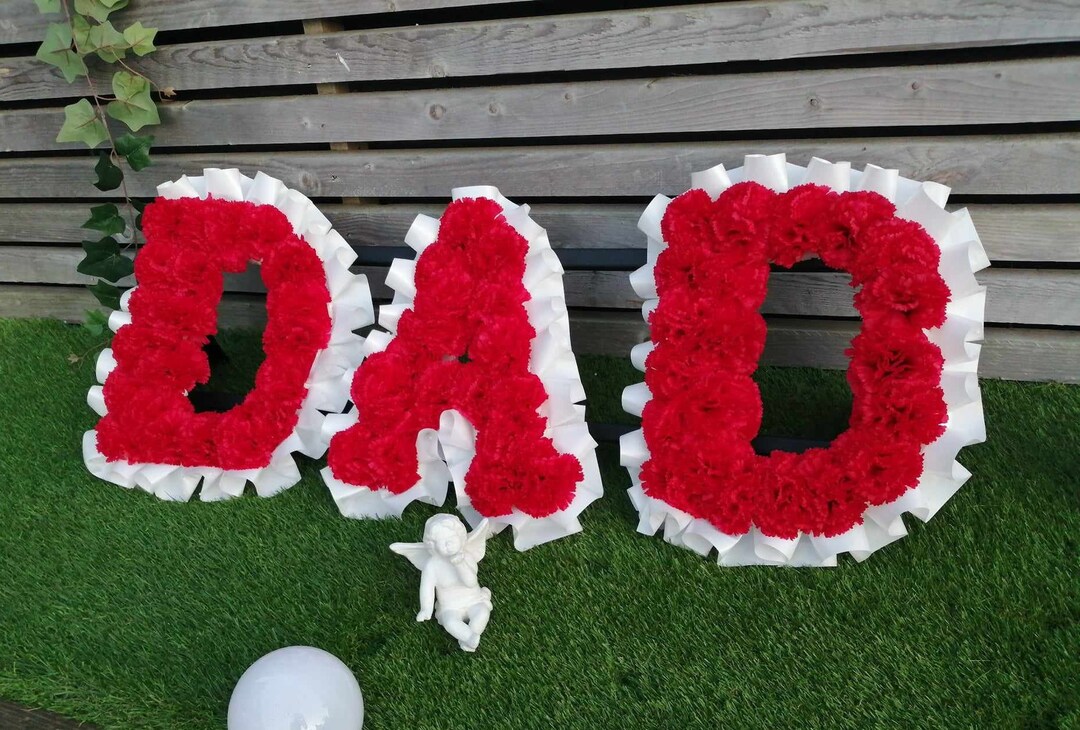 Any Three Letters Silk Carnations With Stand - Etsy