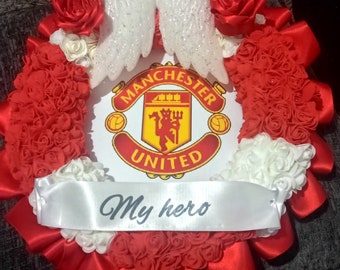 50cm manchester united football club wreath funreal tribute memorial