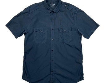 Chemise Homme Lacoste vintage bleu marine à manches courtes