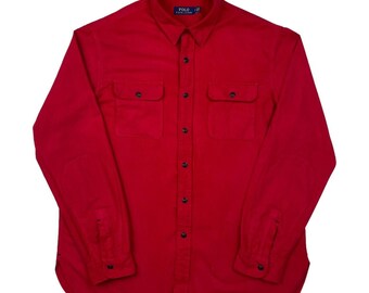 Chemise homme Polo Ralph Lauren vintage rouge en coton gratté