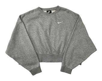 Nike Vintage Ladies Grey Oversized Cropped Sweatshirt