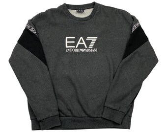 Emporio Armani Vintage Men's Grey & Black Fleece Lined Sweatshirt