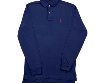 Polo Ralph Lauren Vintage Men's Navy Long Sleeve Polo Shirt