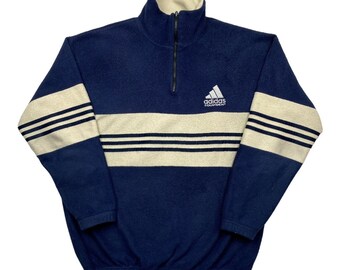 Adidas Equipment Vintage Men’s Navy & Cream OTH 1/4 Zip Fleece Sweater