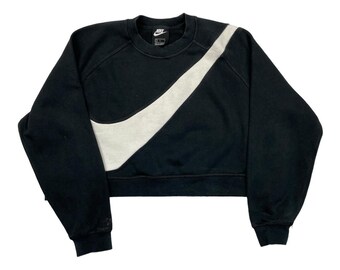 Nike Vintage Ladies Black Oversized Cropped Sweatshirt