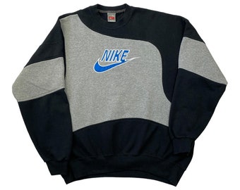 Sweat-shirt noir et gris pour homme Nike vintage Reworked