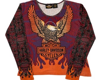 Harley Davidson Vintage Ladies Multi-Coloured Long Sleeve Top