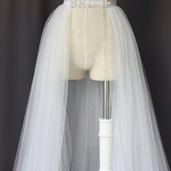 Bridal white  Elastic, Detachable Train floor length Skirt