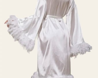 Bride Satin Feather Robe