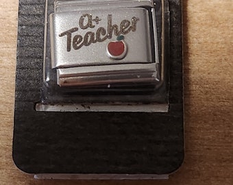 New A+ Teacher with Apple Italian Charm 9mm Bracelet Link