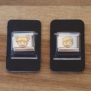 New Gold plated Boy or girl face Italian Charm 9mm Bracelet Link