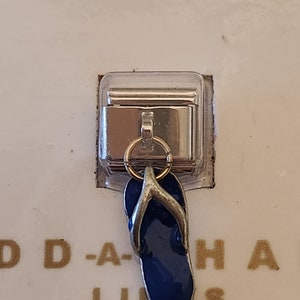 New in package blue dangle flip flop italian charm bracelet link 9mm stainless steel stretch