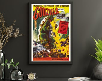 Godzilla Vintage Movie Poster | Vintage Sci-Fi Poster | Classic Cult Movie Poster | Art Sci-Fi and Fantasy Film Poster Atomic Age Art