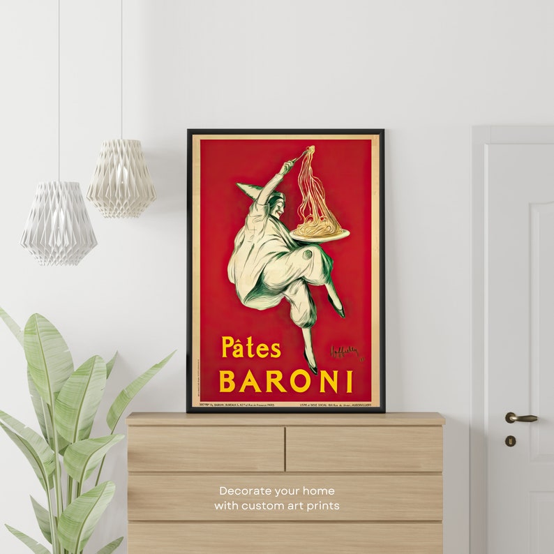 Pates Baroni Pasta Vintage Poster Italian Food Retro Print Etsy