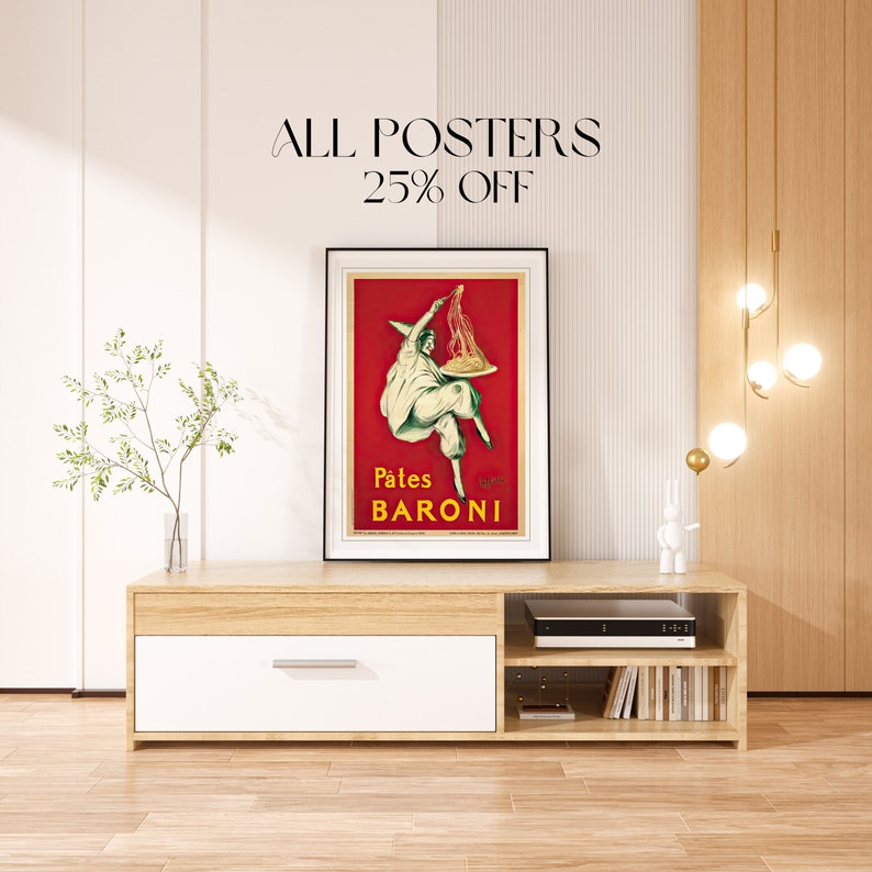 Pates Baroni Pasta Vintage Poster Italian Food Retro Print Etsy