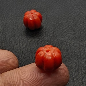 AAA  Quality Red Coral Melon 8MM Beads-100%Natural Italian Rondelle Carving Beads-Vintage Red Coral Carved Brioeltte Beads For Jewellery