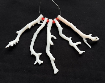 5 Pieces Best White Coral Genuine White Red Japanese Coral Stick Loose Branch for Jewelry Making (68/75mm)