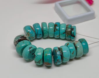 Natural Turquoise Rondelle Beads for Jewelry Making (12-13mm)