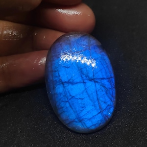 Flashy Blue Labradorite Cabochon: Handmade Oval Gemstone (56mm)