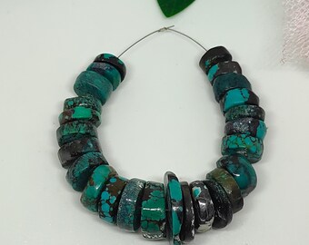 Natural Tibetan Turquoise Tyre Beads, Gemstone Jewelry Making