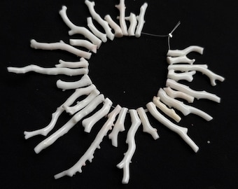 Natural Japanese White Coral Branch Beads for Jewelry Making (20/66MM)