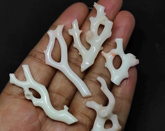 Japanese White Coral Branch Lot, Unique Jewelry Making (5 PCS)