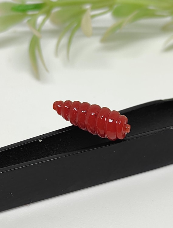 Hand Carved Italy Red Coral Teardrop: Natural Gemstone Pendant