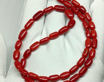 Cuentas de coral rojo sangre de buey: hebra italiana de 16 pulgadas, calidad AAA