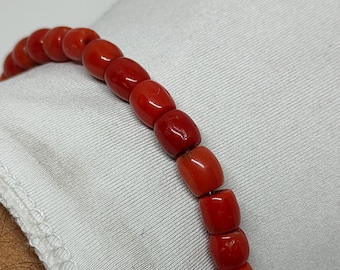 Pulsera de cuentas de coral rojo natural (ajustable de 7 a 8 pulgadas)