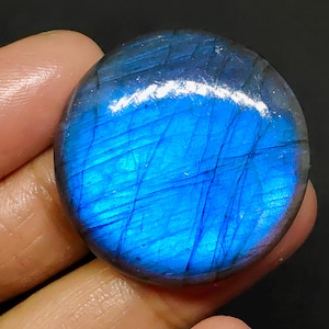 Flashy Blue Labradorite Cabochon: 32mm Round Gemstone