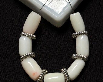 Gorgeous White Coral Drum Beads-Japanese Milky White Hand Polished Tube Beads-AAA Quality Loose Spacer Beads (10/11MM) making Jewelry Z#S