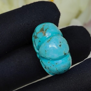 Carved Turquoise Flower Bead: 23mm Rondelle Gemstone