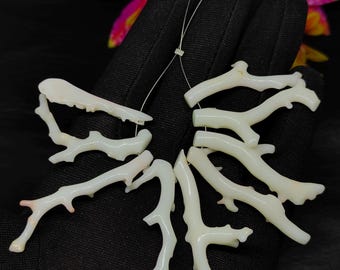 Natural White Coral Stick Beads - Japanese Coral for Jewelry Making