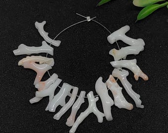 Japanese White Coral Branch Beads: Natural Gemstone Jewelry Making