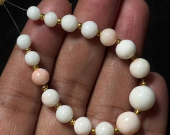 Natural White Coral Round Beads | Milky Organic Gemstone Jewelry Supplies (5-10mm)